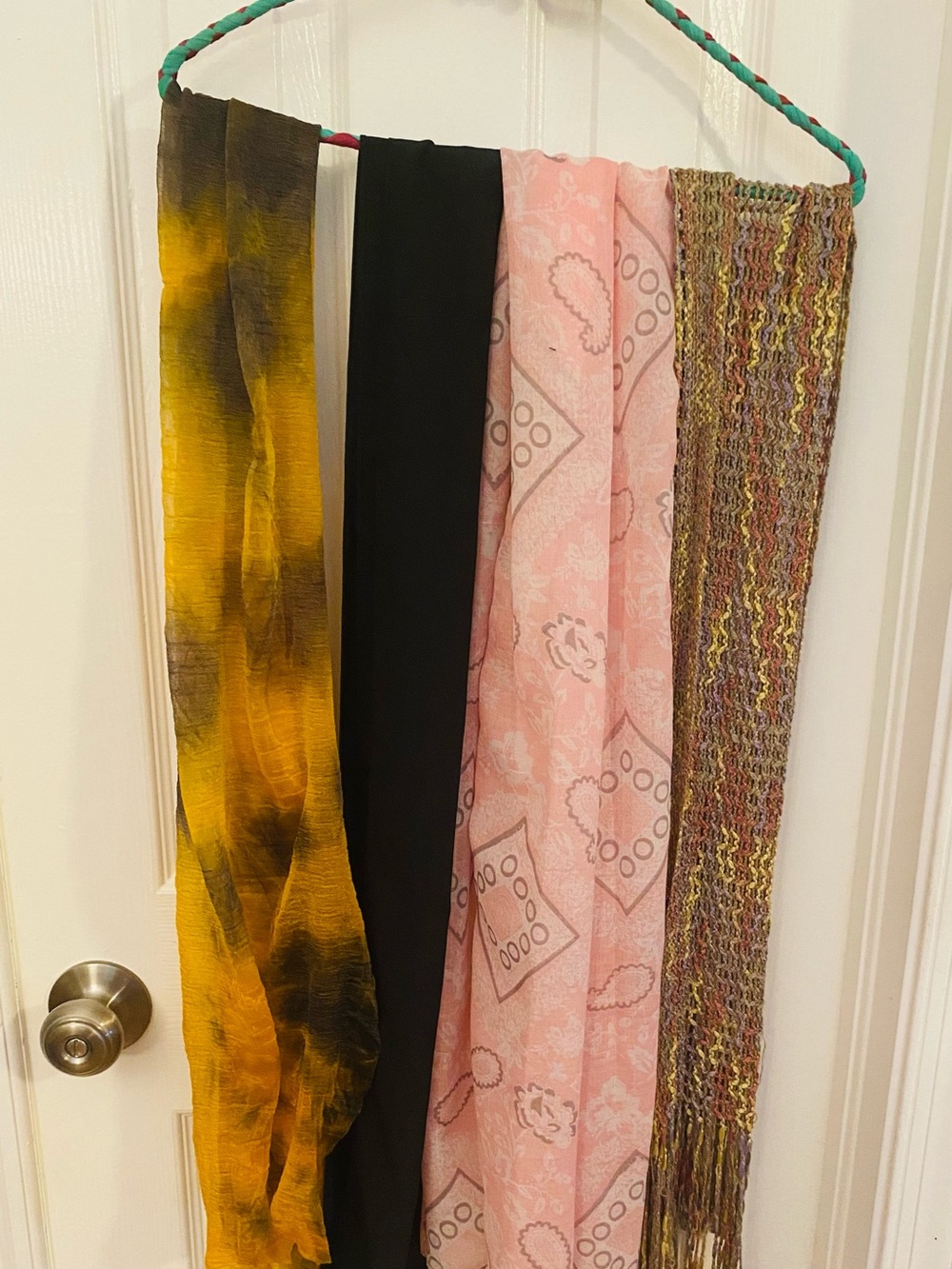Four long scarves. MultiColor, Pink, Black, Yellow&Black.